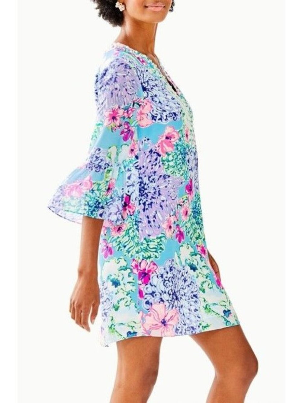 NWOT Lilly Pulitzer ELENORA SILK DRESS Caftan Special Delivery Pearl Sz S Floral